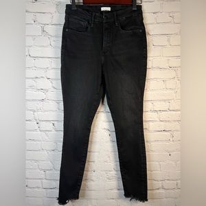 Good American Good Legs Black Skinny Jeans Raw Hem High Rise See Measurements